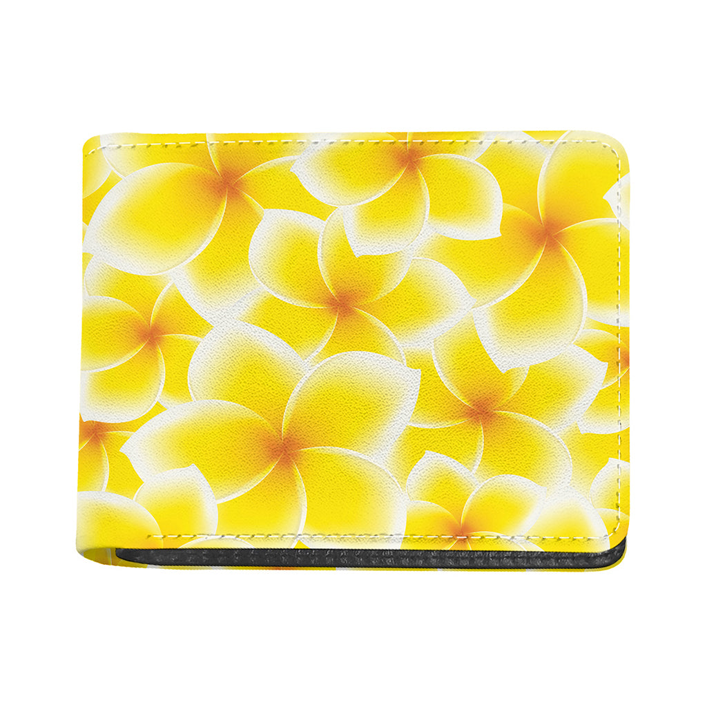 Yellow Frangipani Pattern Print Bifold Wallet