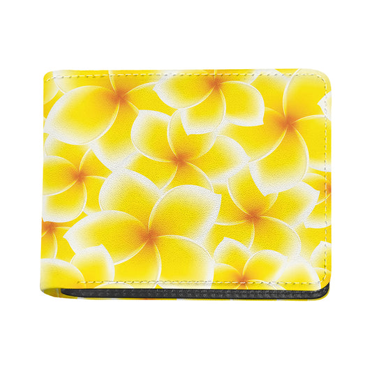 Yellow Frangipani Pattern Print Bifold Wallet