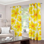 Yellow Frangipani Pattern Print Blackout Grommet Curtains
