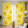 Yellow Frangipani Pattern Print Dimout Pencil Pleat Curtains