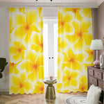 Yellow Frangipani Pattern Print Blackout Pencil Pleat Curtains