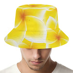 Yellow Frangipani Pattern Print Bucket Hat