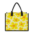 Yellow Frangipani Pattern Print Canvas Tote Bag