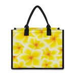 Yellow Frangipani Pattern Print Canvas Tote Bag