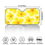 Yellow Frangipani Pattern Print Car Windshield Sun Shade