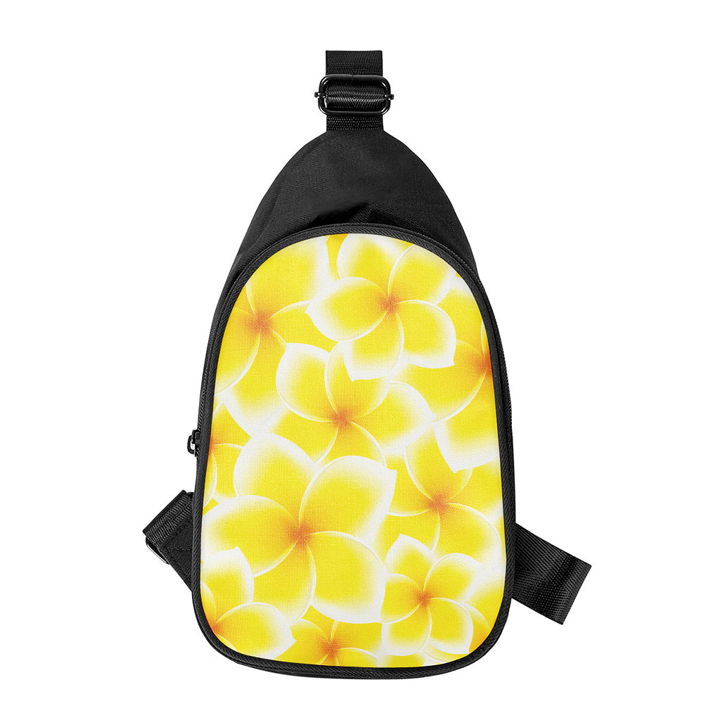 Yellow Frangipani Pattern Print Chest Bag