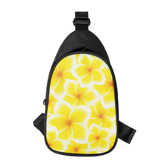 Yellow Frangipani Pattern Print Chest Bag