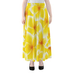Yellow Frangipani Pattern Print Chiffon Maxi Skirt