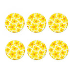 Yellow Frangipani Pattern Print Coaster Set