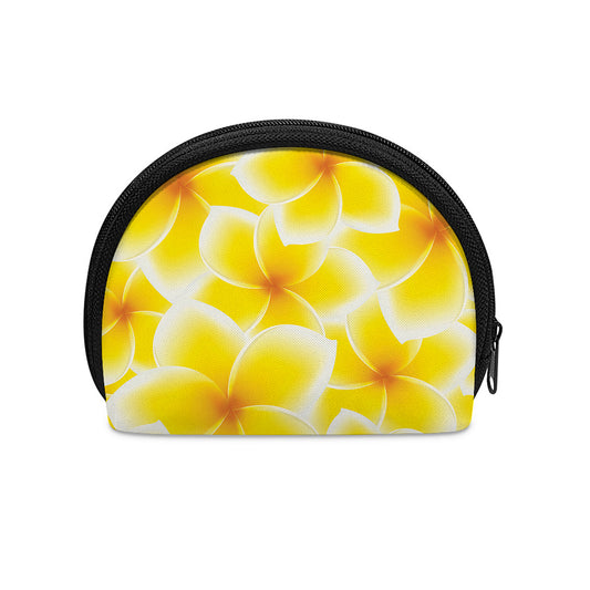 Yellow Frangipani Pattern Print Coin Purse