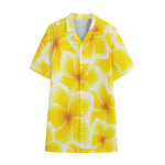 Yellow Frangipani Pattern Print Cotton Hawaiian Shirt