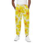 Yellow Frangipani Pattern Print Cotton Pants