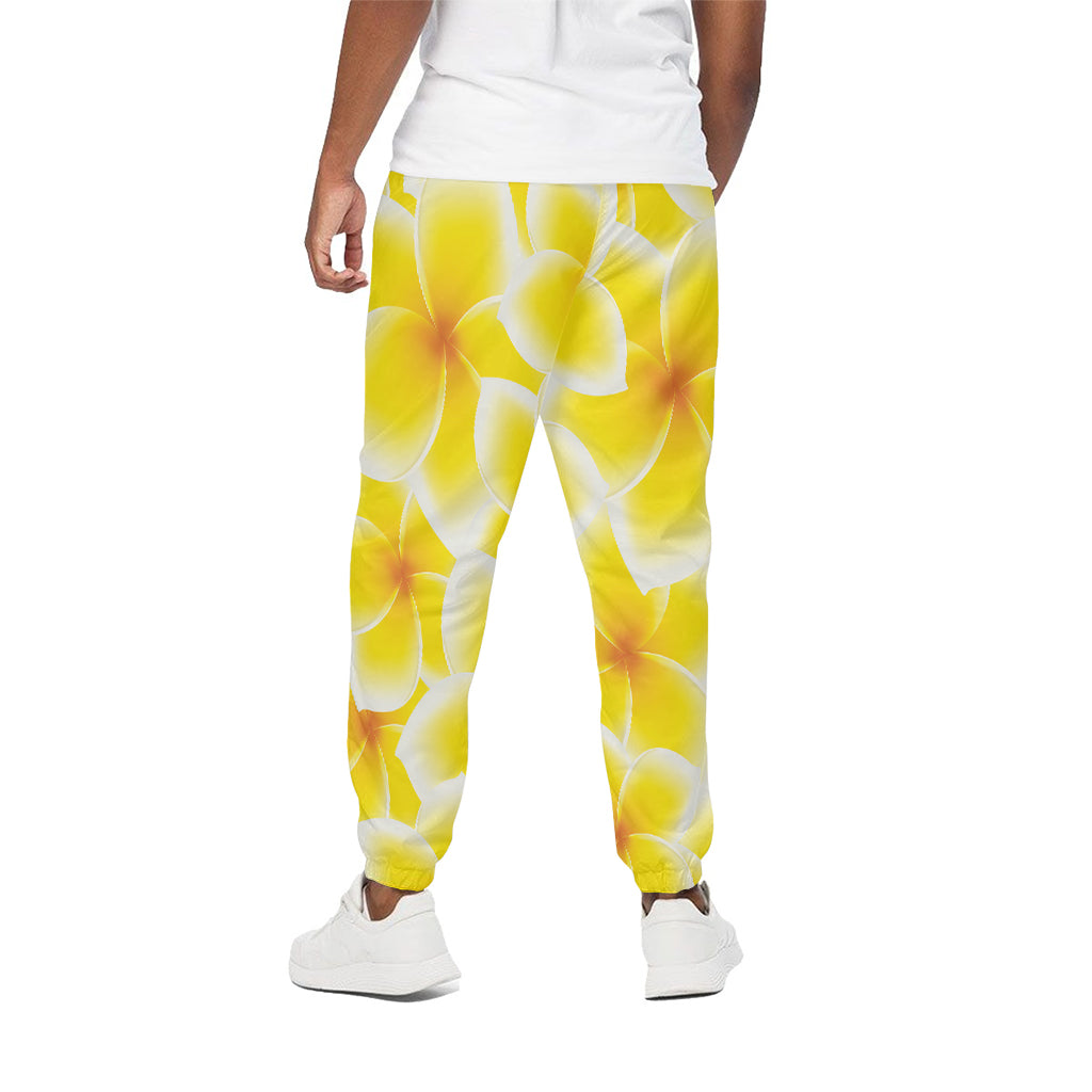 Yellow Frangipani Pattern Print Cotton Pants