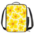 Yellow Frangipani Pattern Print Crossbody Lunch Bag