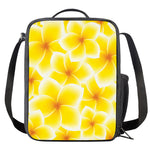 Yellow Frangipani Pattern Print Crossbody Lunch Bag