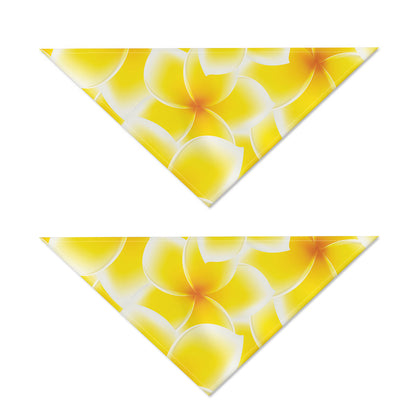 Yellow Frangipani Pattern Print Dog Bandana