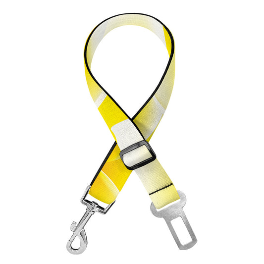 Yellow Frangipani Pattern Print Dog Seat Belt
