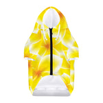 Yellow Frangipani Pattern Print Dog Zip Up Hoodie