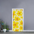 Yellow Frangipani Pattern Print Door Sticker
