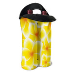 Yellow Frangipani Pattern Print Double Neoprene Wine Tote