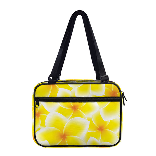 Yellow Frangipani Pattern Print Double Strap Bible Bag