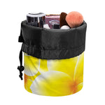Yellow Frangipani Pattern Print Drawstring Makeup Bag
