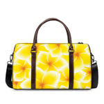 Yellow Frangipani Pattern Print Duffle Bag