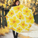 Yellow Frangipani Pattern Print Foldable Umbrella