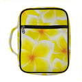 Yellow Frangipani Pattern Print Front Pocket Bible Bag