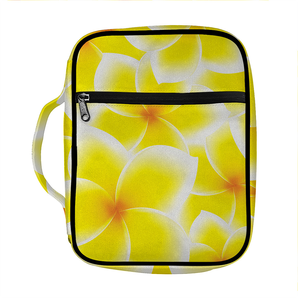 Yellow Frangipani Pattern Print Front Pocket Bible Bag
