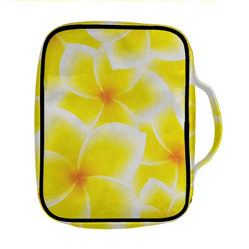 Yellow Frangipani Pattern Print Front Pocket Bible Bag