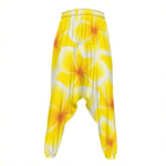 Yellow Frangipani Pattern Print Hammer Pants