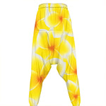 Yellow Frangipani Pattern Print Hammer Pants