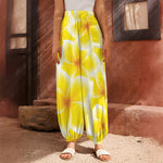 Yellow Frangipani Pattern Print Harem Pants