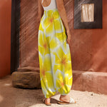 Yellow Frangipani Pattern Print Harem Pants