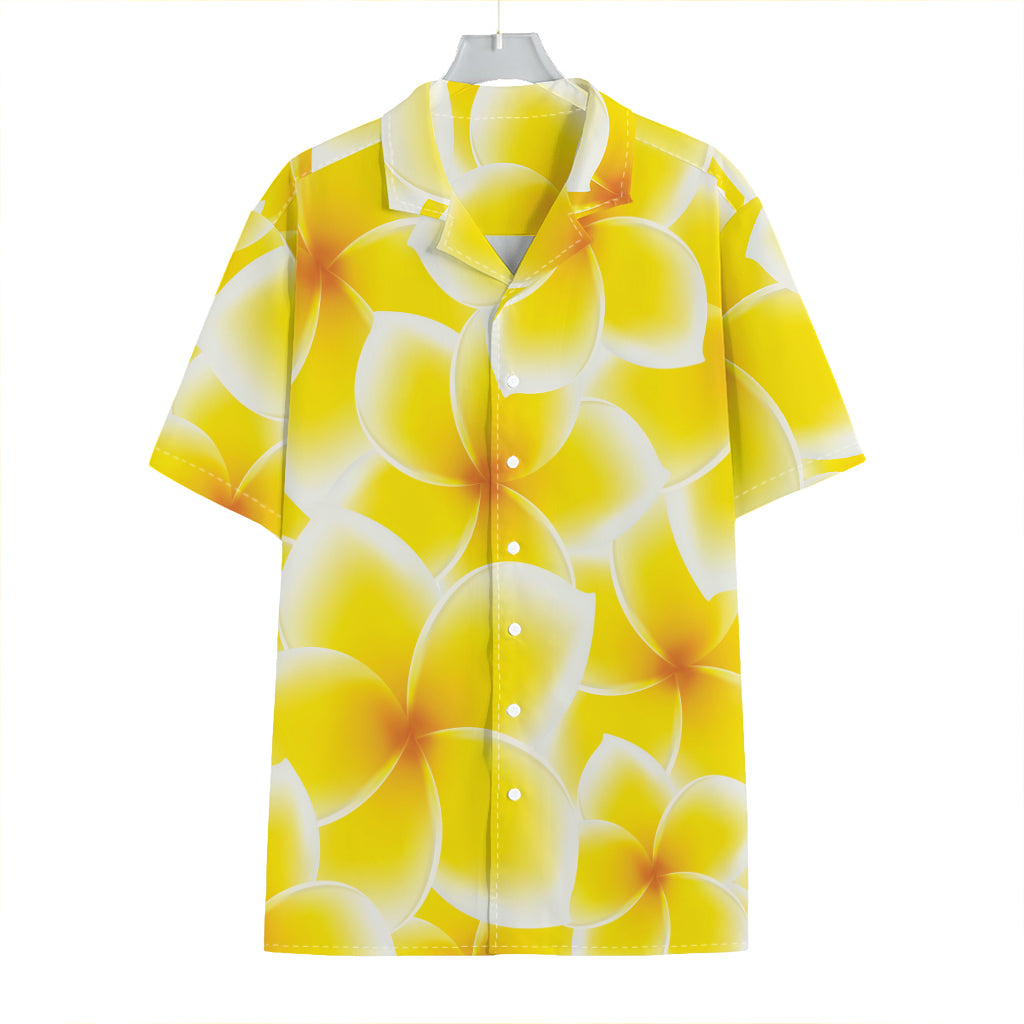 Yellow Frangipani Pattern Print Hawaiian Shirt