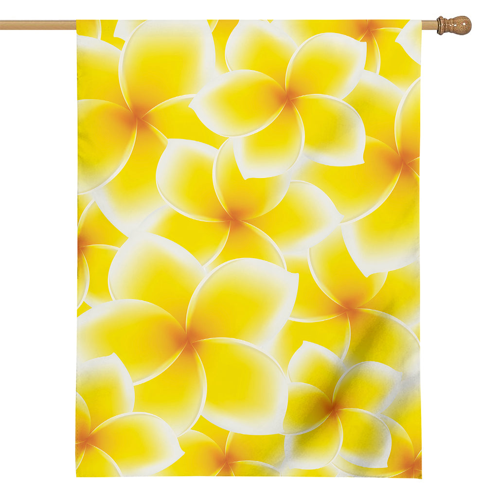 Yellow Frangipani Pattern Print House Flag