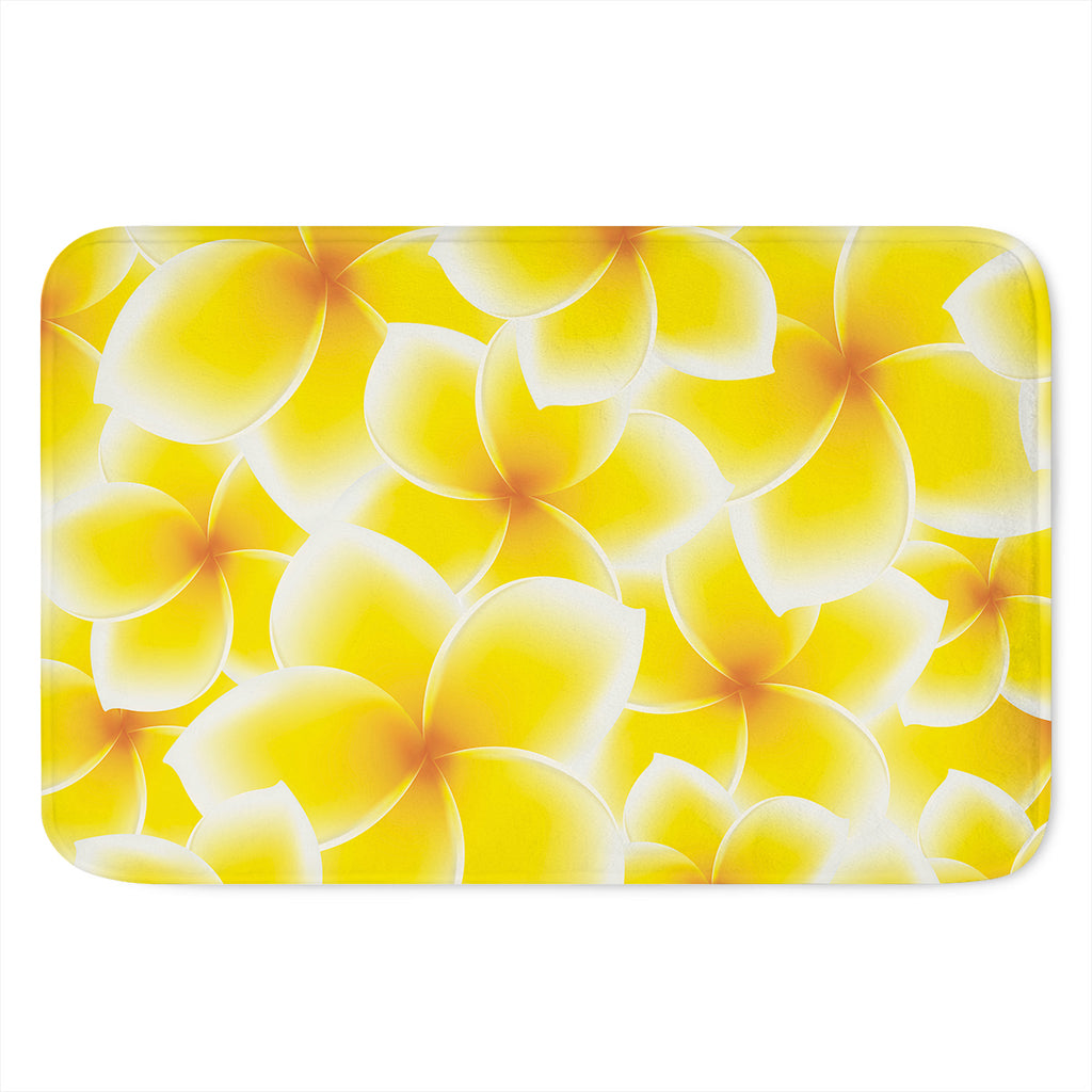 Yellow Frangipani Pattern Print Indoor Door Mat