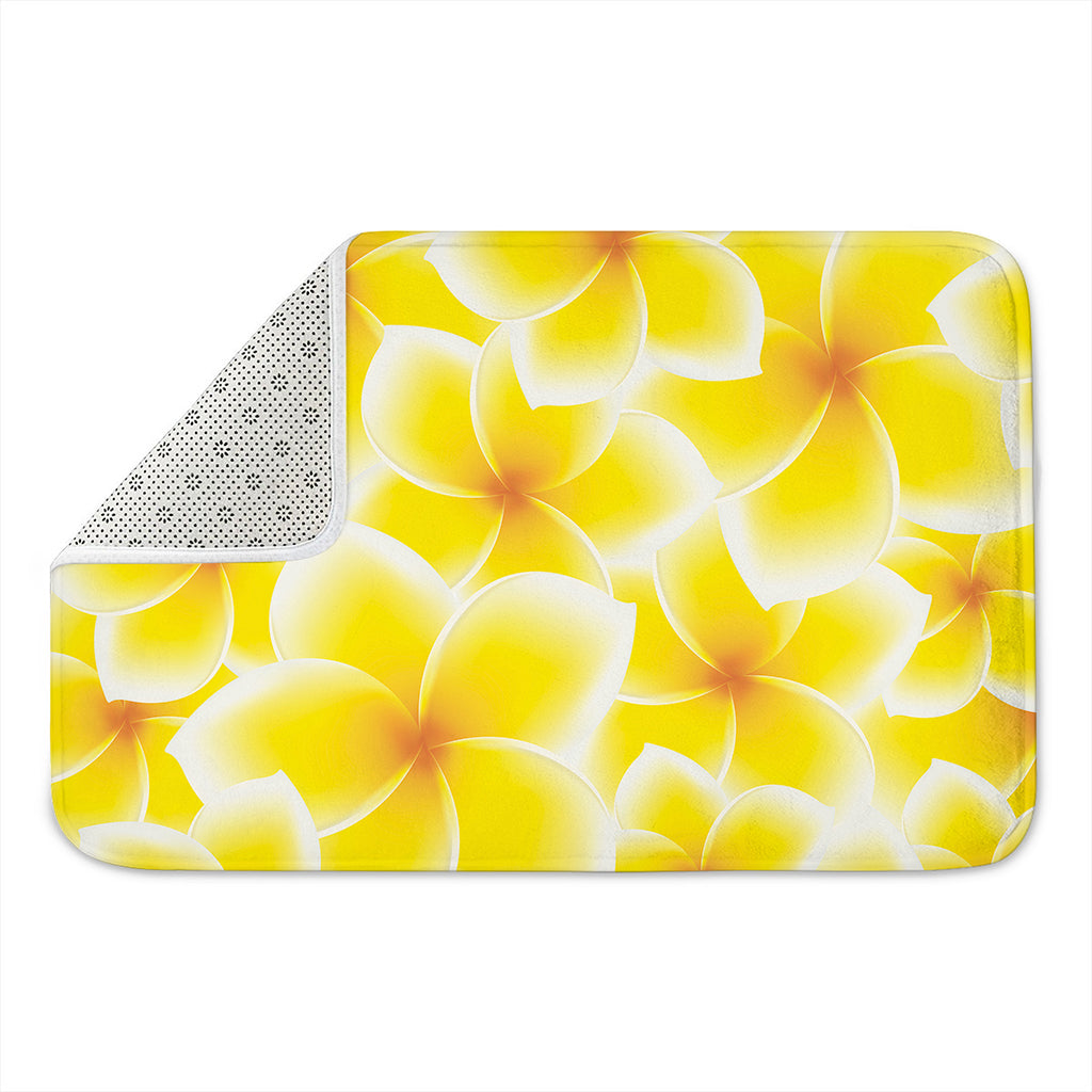 Yellow Frangipani Pattern Print Indoor Door Mat