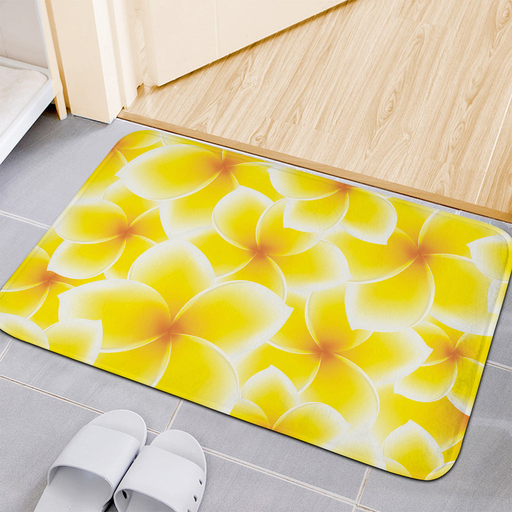 Yellow Frangipani Pattern Print Indoor Door Mat