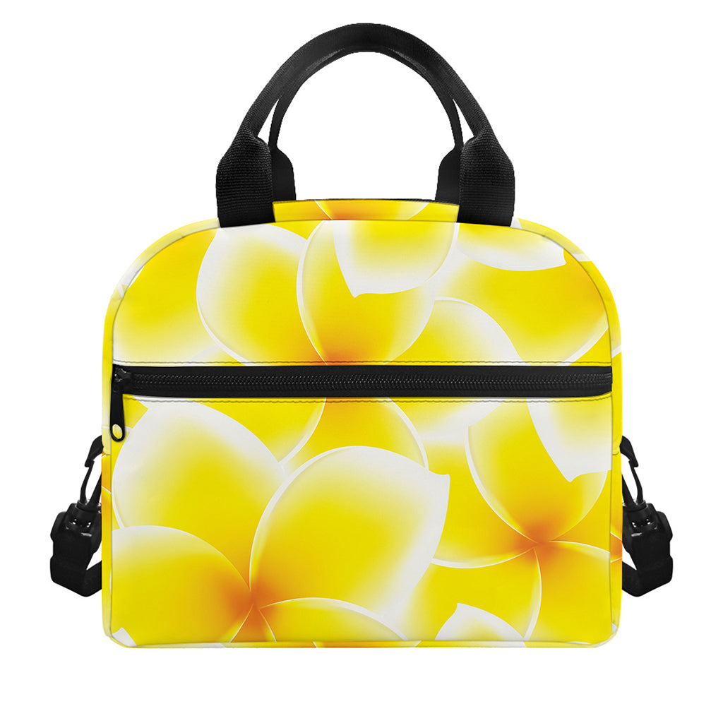 Yellow Frangipani Pattern Print Insulated Lunch Bag