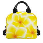 Yellow Frangipani Pattern Print Insulated Lunch Bag
