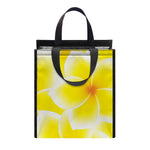 Yellow Frangipani Pattern Print Insulated Lunch Tote