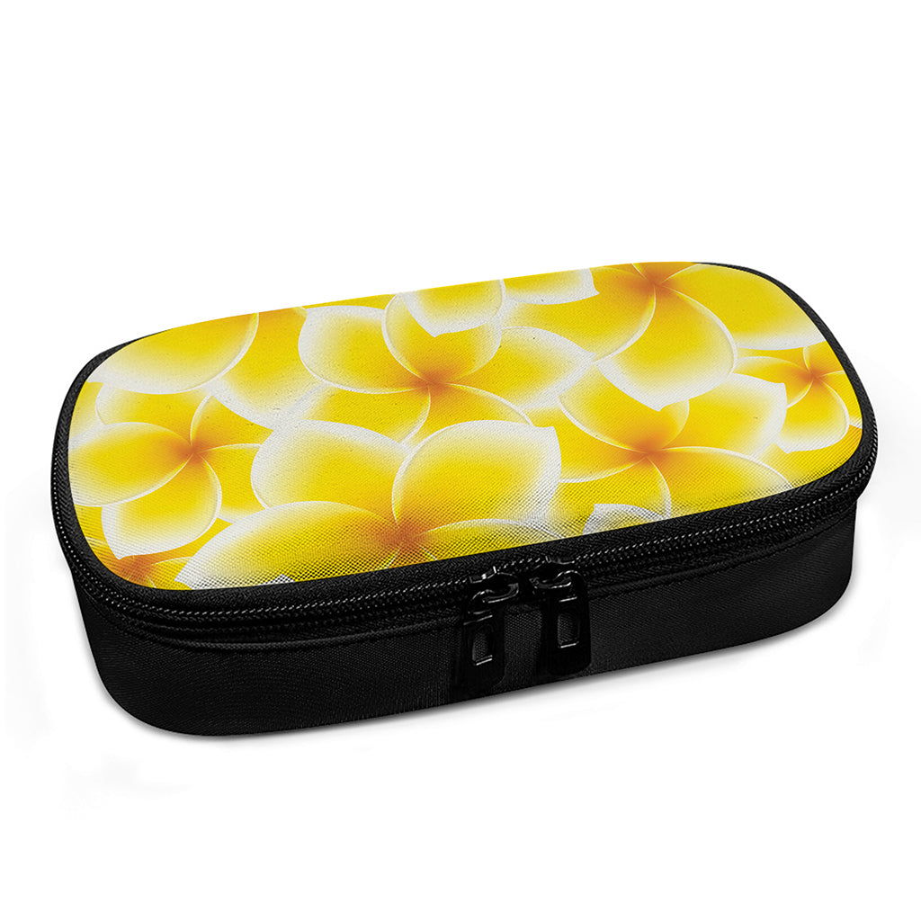 Yellow Frangipani Pattern Print Insulin Cooler Travel Case