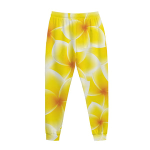 Yellow Frangipani Pattern Print Jogger Pants