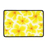 Yellow Frangipani Pattern Print Kitchen Mat