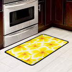 Yellow Frangipani Pattern Print Kitchen Mat