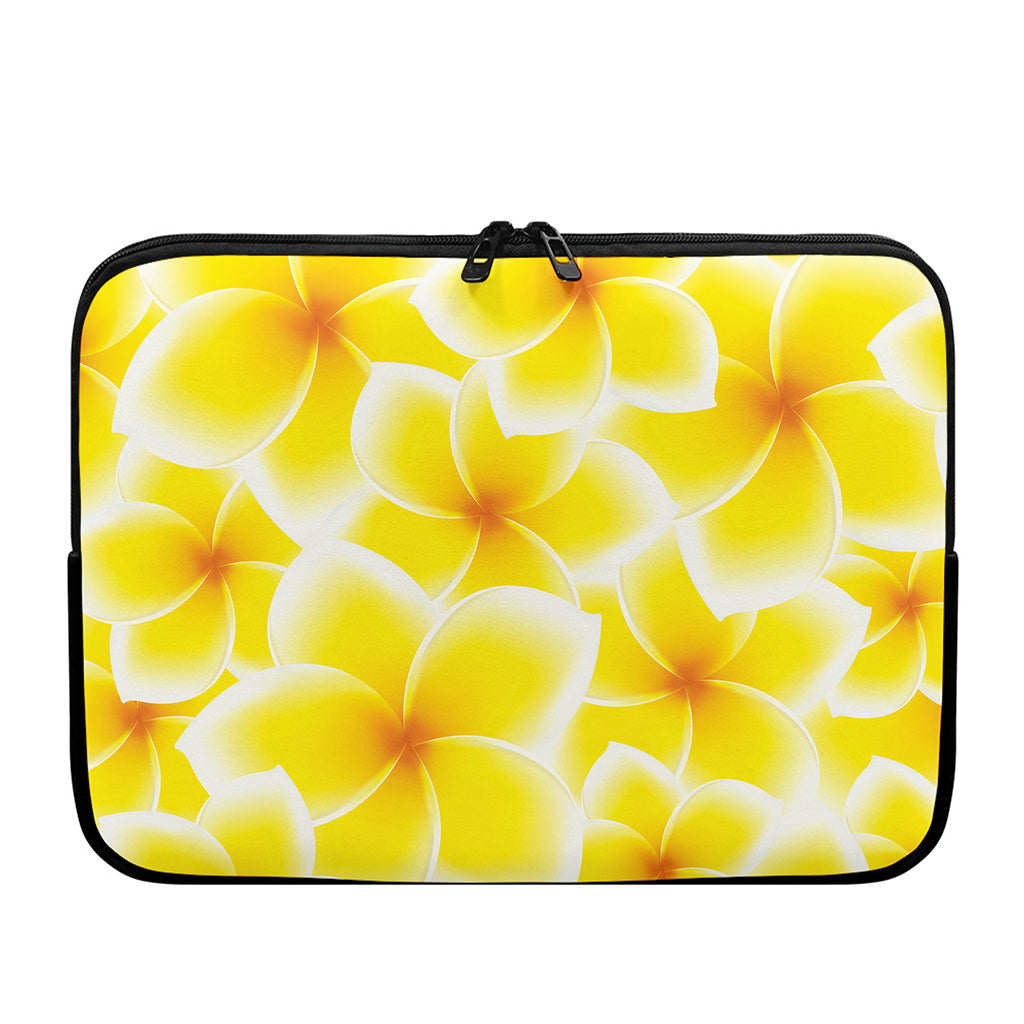 Yellow Frangipani Pattern Print Laptop Sleeve