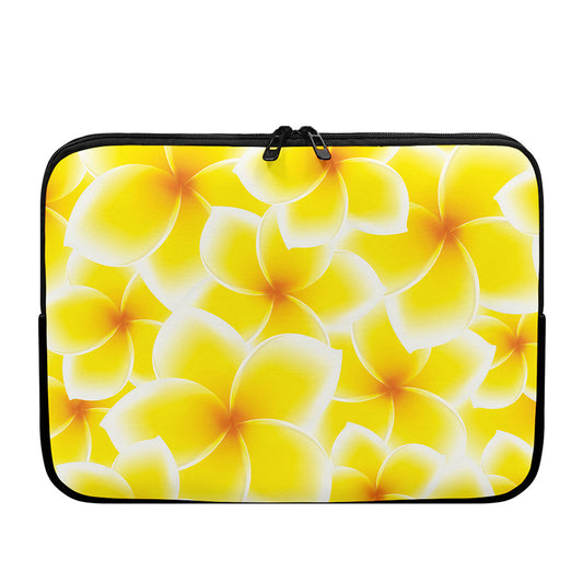 Yellow Frangipani Pattern Print Laptop Sleeve