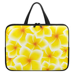 Yellow Frangipani Pattern Print Laptop Sleeve With Handle